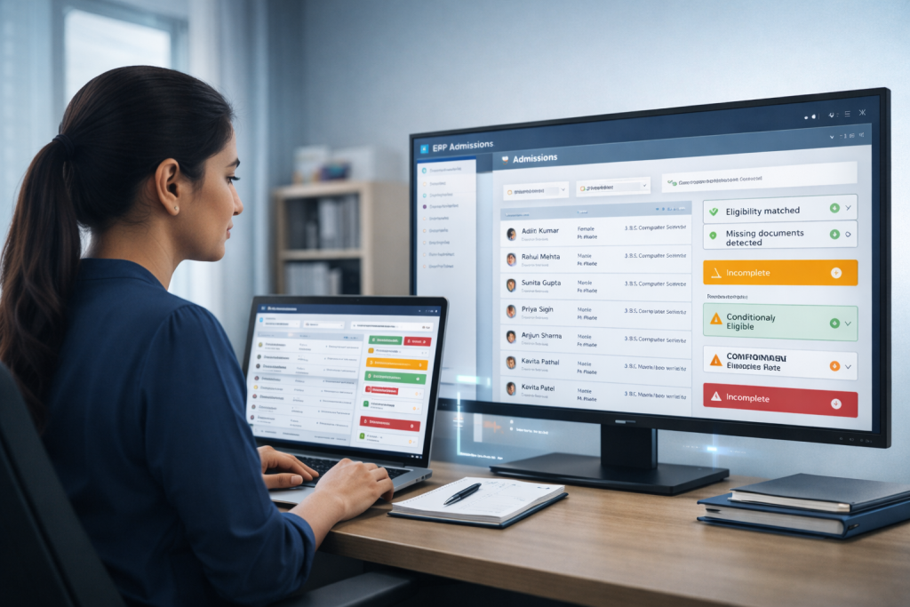 AI-based admission application pre-screening inside a university ERP system