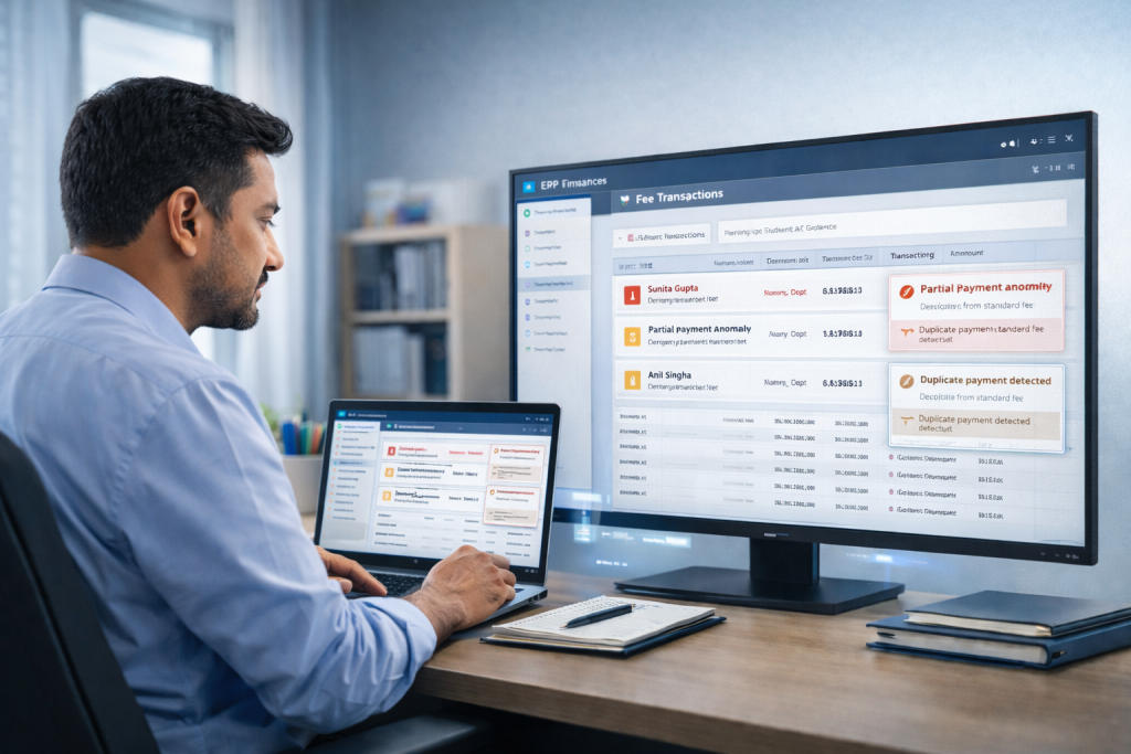 AI-based fee exception and anomaly detection in university finance ERP