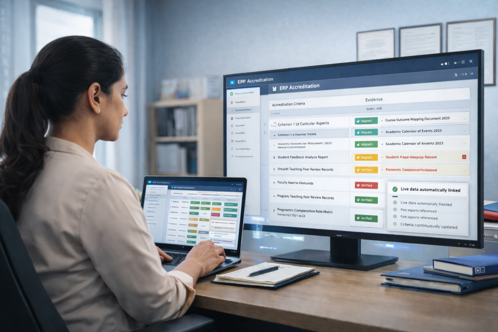 Automated accreditation evidence mapping using AI inside university ERP system