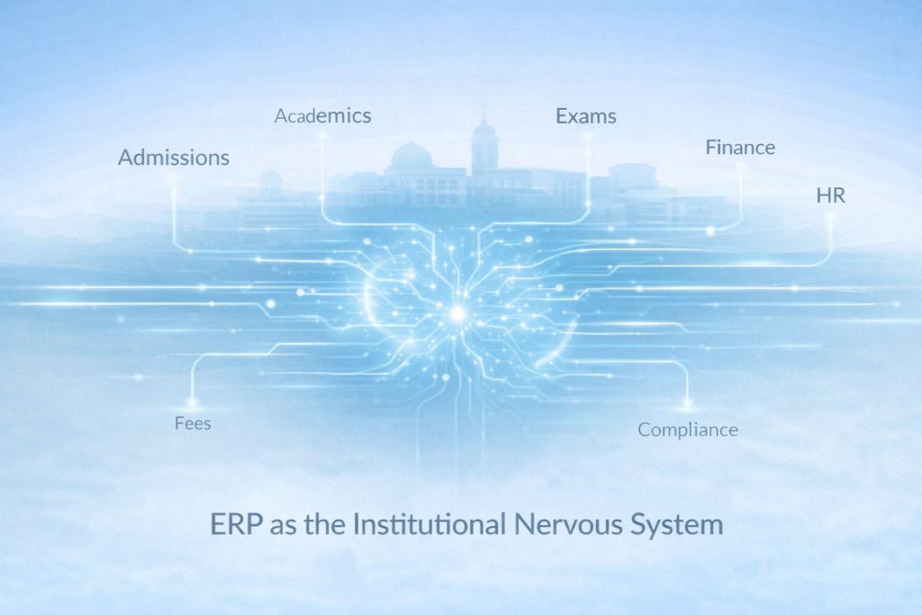 ERP functioning as an institutional nervous system connecting academic and administrative departments