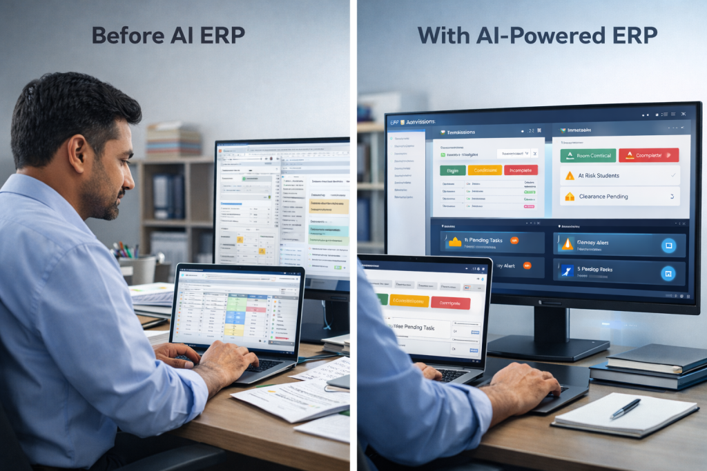 How AI inside university ERP reduces administrative workload and coordination effort