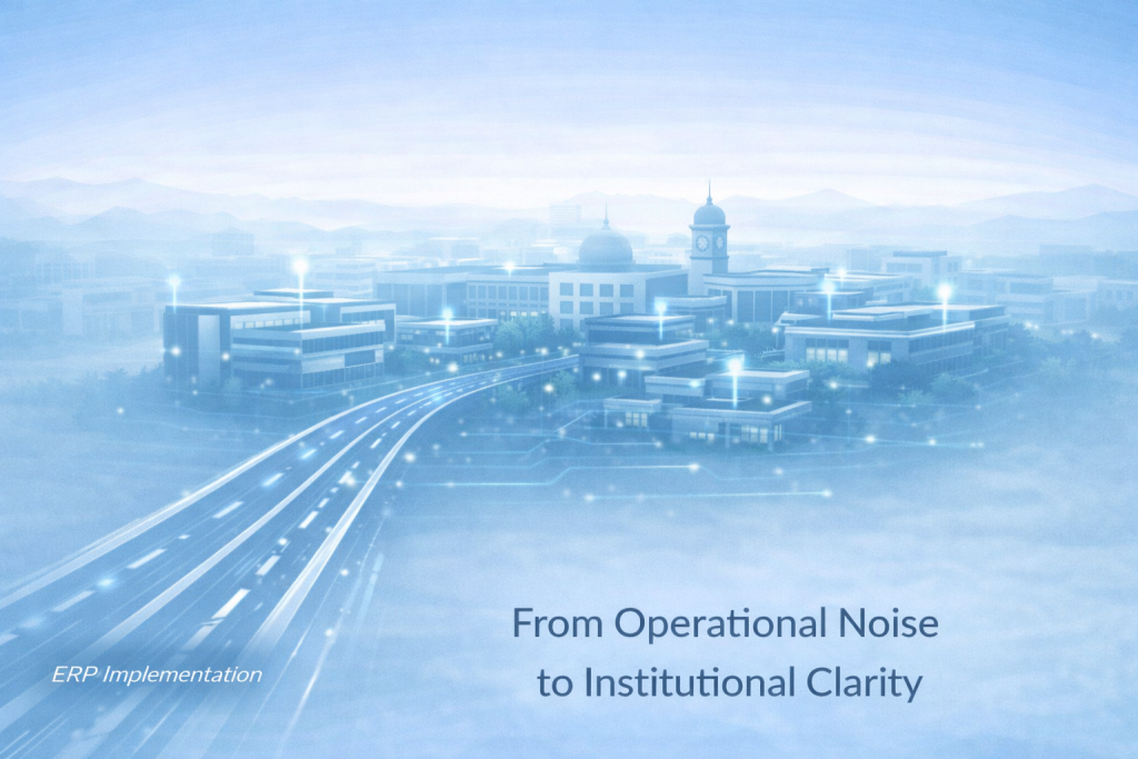 University campus with real-time operational clarity enabled by a mature ERP system