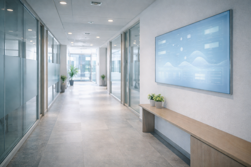 Quiet Indian university administrative space representing early awareness and institutional assurance through an Education Management System (EMS)