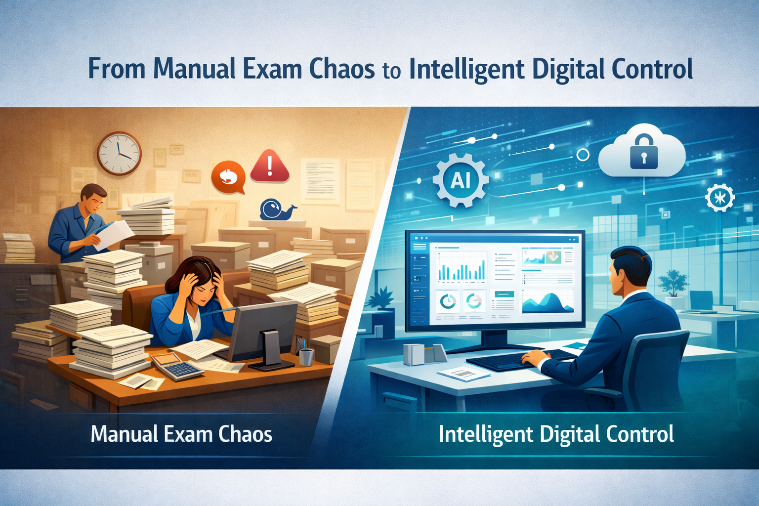Examination Management System transforming manual university exam processes into AI-powered digital control