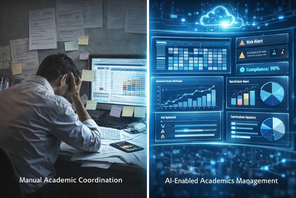 Comparison of manual academic management versus AI-enabled cloud-based Academics Management in Education Management System (EMS)